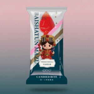 甜一口糖葫蘆｜白沙屯媽祖聯名禮盒管狀包裝特寫